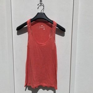 Heathered orange distressed tank